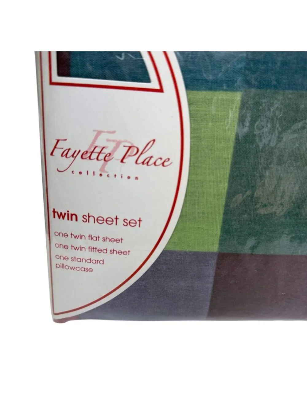 Fayette Place Twin Sheet Set Blue Plaid Cotton Blend Check New in Package